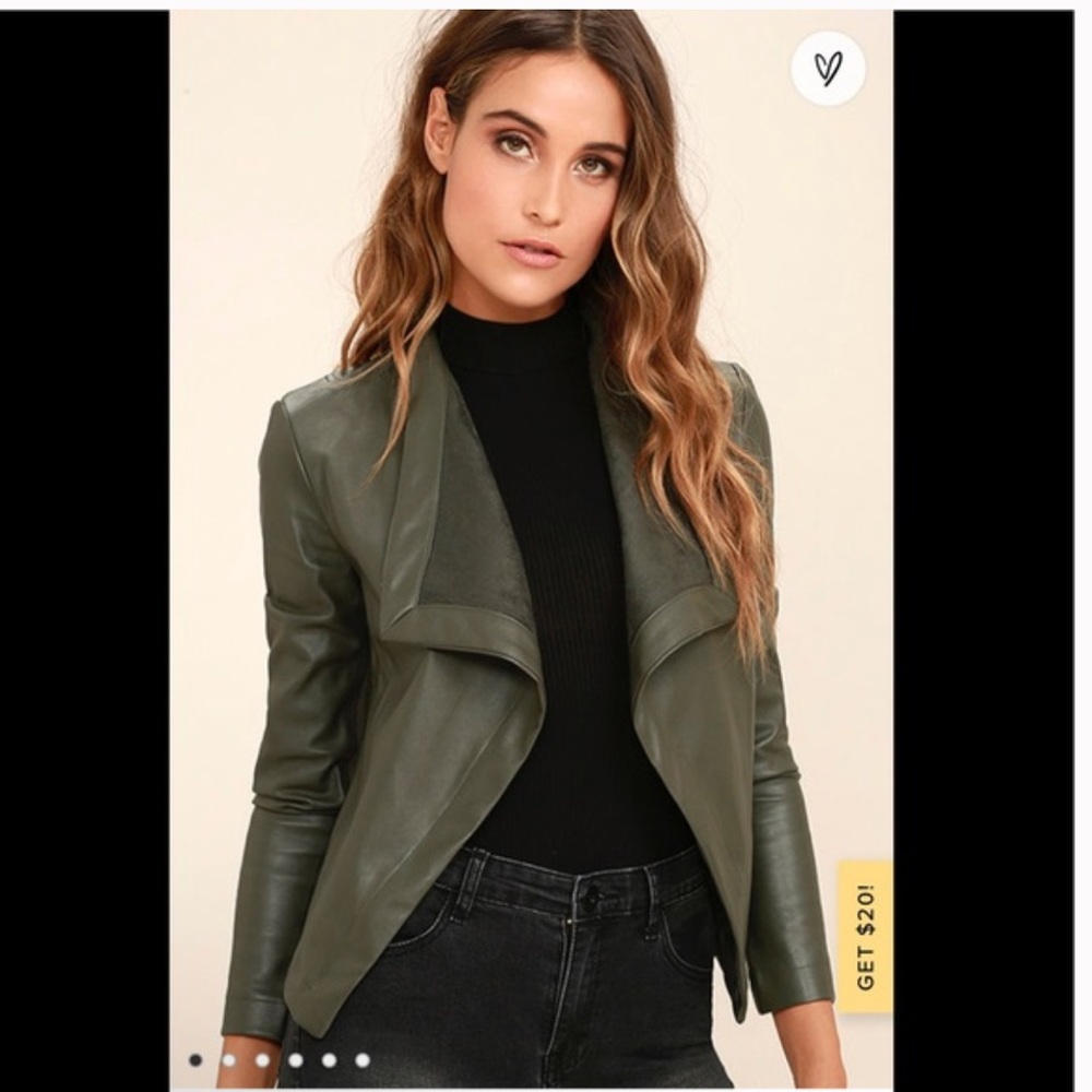 BB Dakota Peppin Olive Green Vegan Leather Jacket